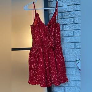 Red and white polka dot Romper
